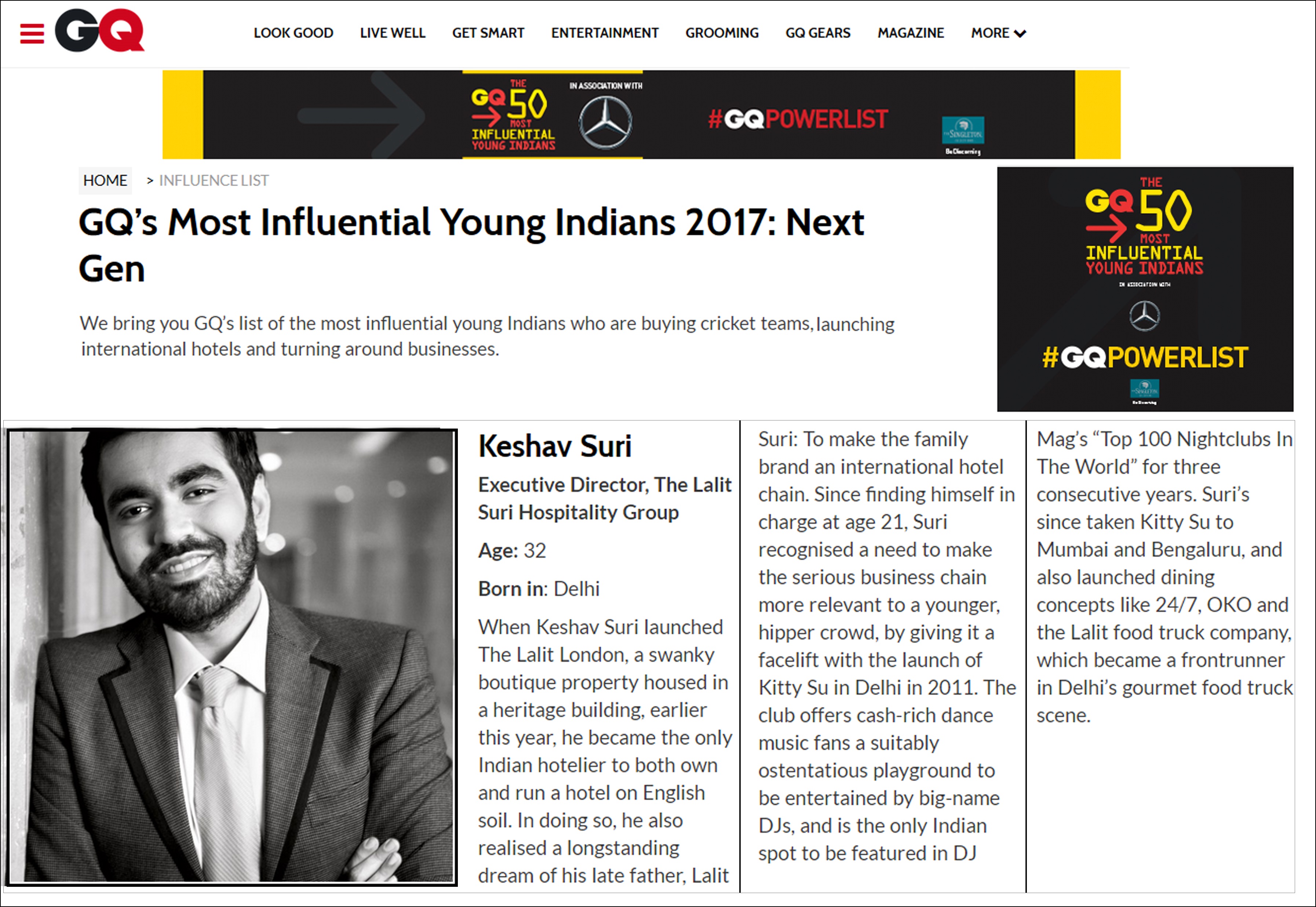 GQ Most Influential Young Indian - Mr. Keshav Suri