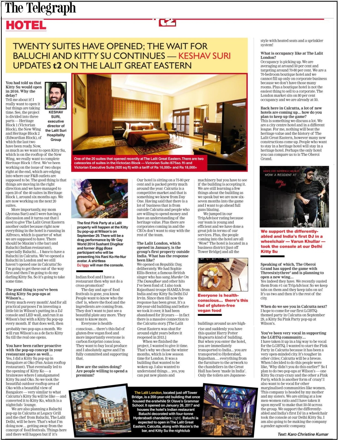 An exclusive interview of Mr. Keshav Suri with The Telegraph An exclusive interview of Mr. Keshav Suri with The Telegraph