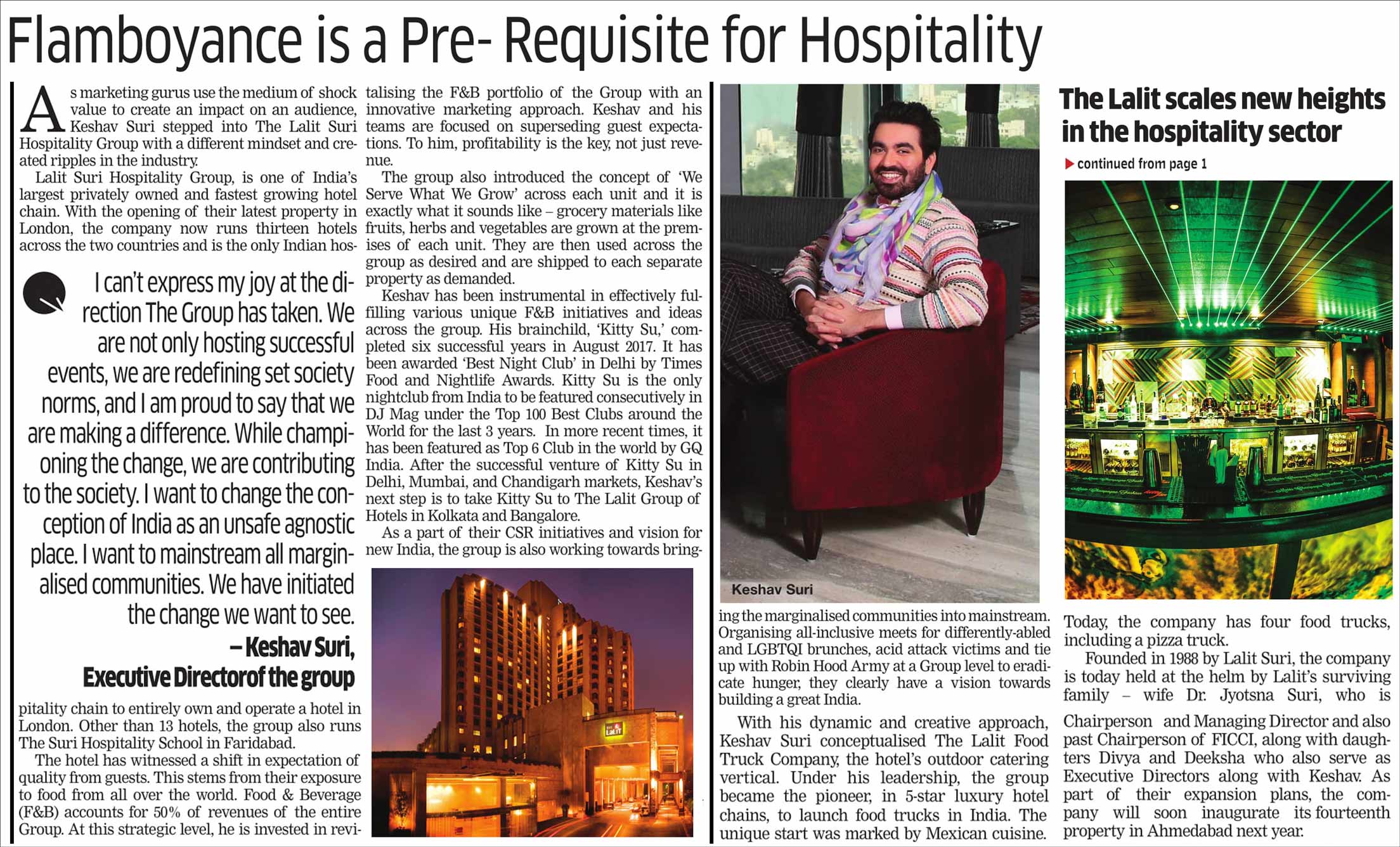 Flamboyance is a Pre-Requisite for Hospitality Flamboyance is a Pre-Requisite for Hospitality