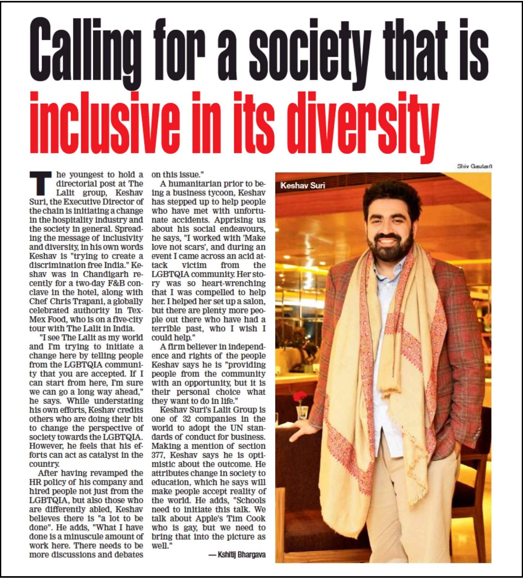 Calling for a Society that is Inclusive in its Diversity