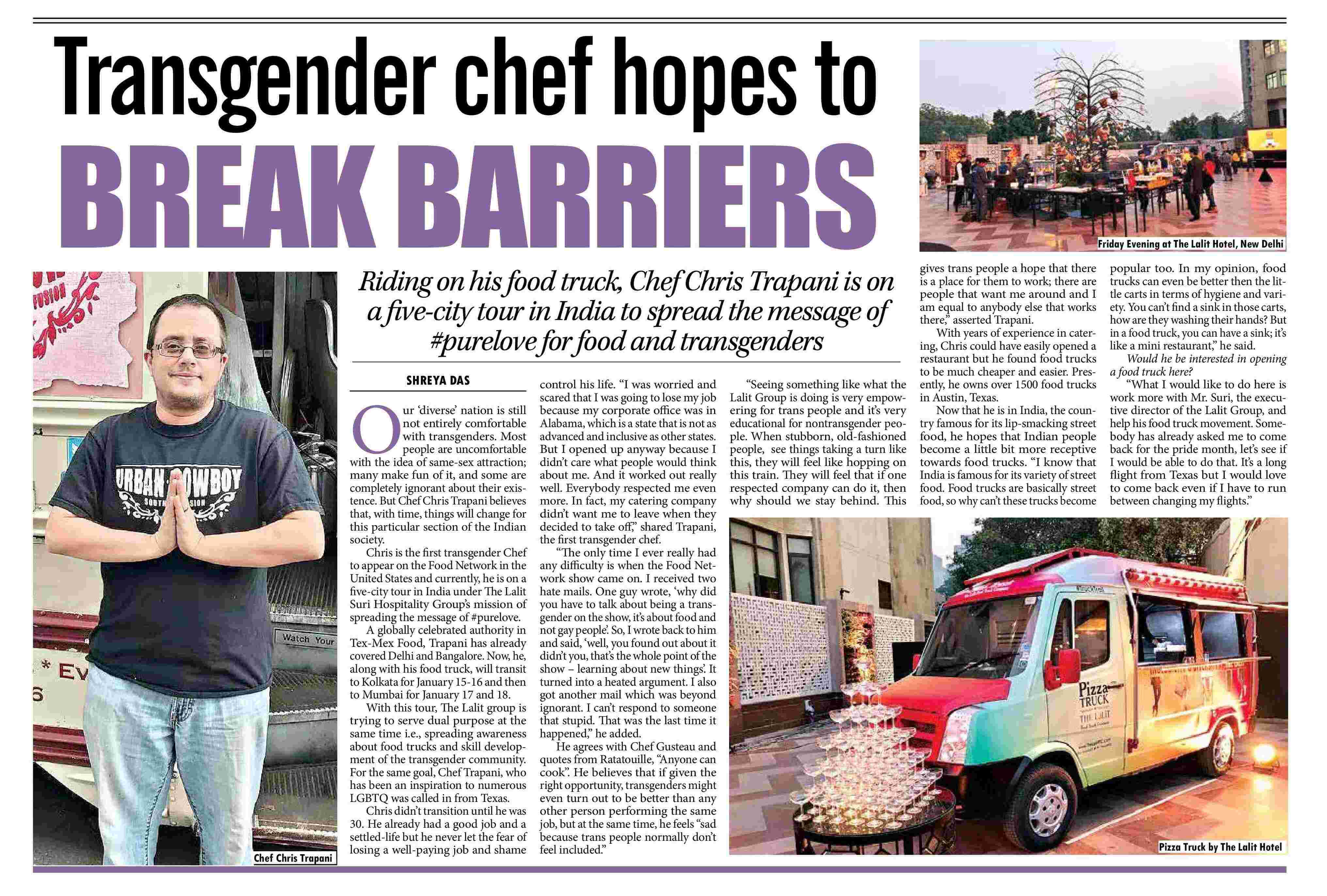 Transgender Chef Hopes To Break Barriers