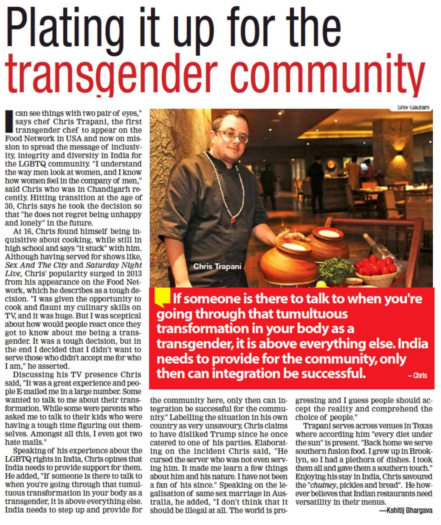 Plating it up for the transgender community
